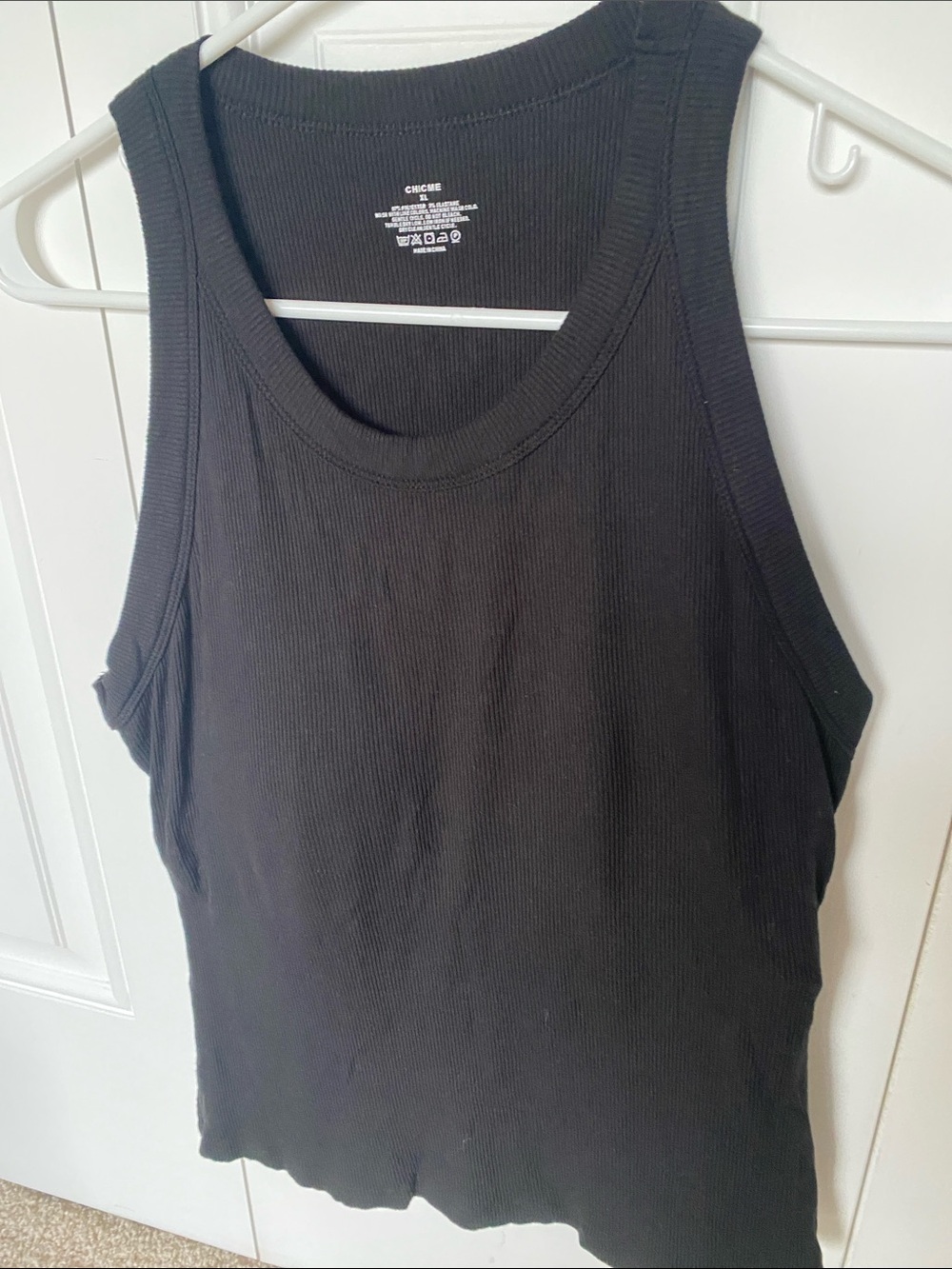 ChicMe Black Ribbed Scoop-Neck Built In Bra Tank NWOT